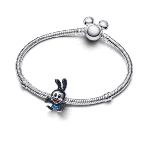 Alternative view of Charm Disney Bạc Thỏ Oswald Tráng Men Xanh Lam Nhũ Đen
