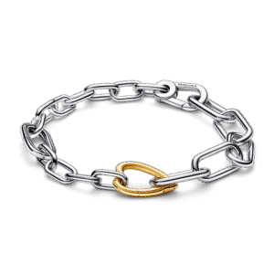 Vòng Tay Pandora ME Mạ Vàng 14K Mắt Xích Chốt Khóa Trái Tim