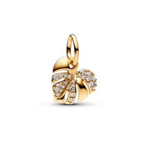 Charm Treo Pandora Moments Mạ Vàng 14k Lá Trầu Bà Nam Mỹ Đính Đá