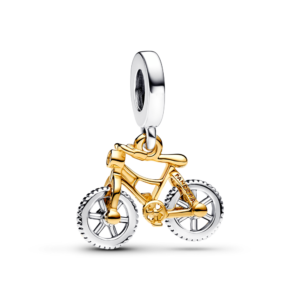 Charm Treo Pandora Moments Mạ Vàng 14k Xe Đạp Đính Đá Trong Suốt