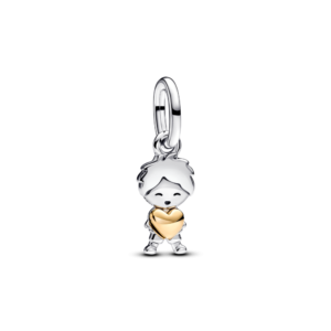 Charm Pandora Moments Mạ Vàng 14K Bé Trai Ôm Trái Tim