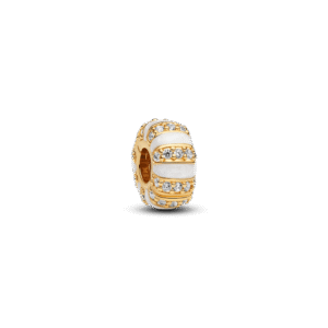 Charm Bấm Mạ Vàng 14K Đính Đá Xen Kẽ Và Trắng