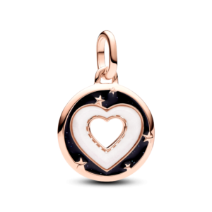Charm Pandora ME Mạ Vàng Hồng 14K Trái Tim Trắng Đen