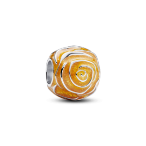 Charm Pandora Moments Hoa Hồng Nở Rộ (Tráng Men Vàng)