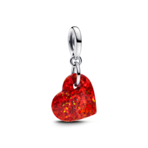 Charm Bạc Treo Trái Tim Đá Opal Đỏ - Nốt Nhấn Tình Yêu