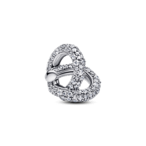 Charm Bạc Trái Tim Vô Cực Đan Xen Đính Đá