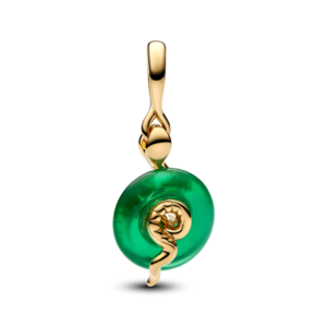Alternative view of Charm Mạ Vàng 14K Hình Rắn Kết Hợp Murano Xanh May Mắn
