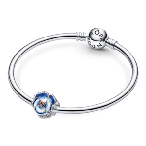 Alternative view of Charm Bạc Pandora Moments Bông Hoa Tráng Men Xanh