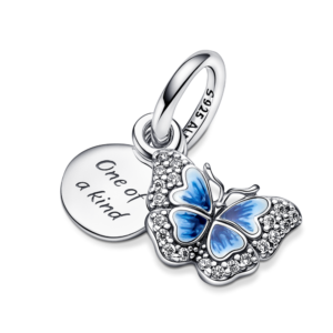 Charm Treo Bạc Pandora Moments Bướm Tráng Men Xanh