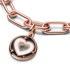 Alternative view of Charm Pandora ME Mạ Vàng Hồng 14K Trái Tim Trắng Đen