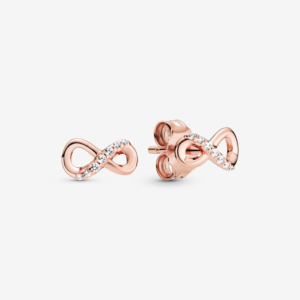 Hoa Tai Pandora Moments Mạ Vàng Hồng 14K Vô Cực