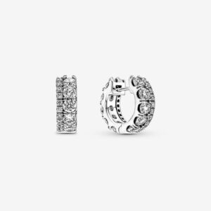 Hoa Tai Bạc Pandora Timeless Vòng Hai Dải Đính Đá