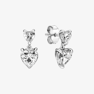 Hoa Tai Bạc Pandora Timeless Trái Tim Đính Đá