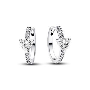 Hoa Tai Bạc Pandora Timeless Trái Tim Đính Đá Lấp Lánh