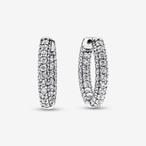 Hoa Tai Bạc Pandora Timeless Dạng Vòng Đính Đá Mọi Góc Nhìn